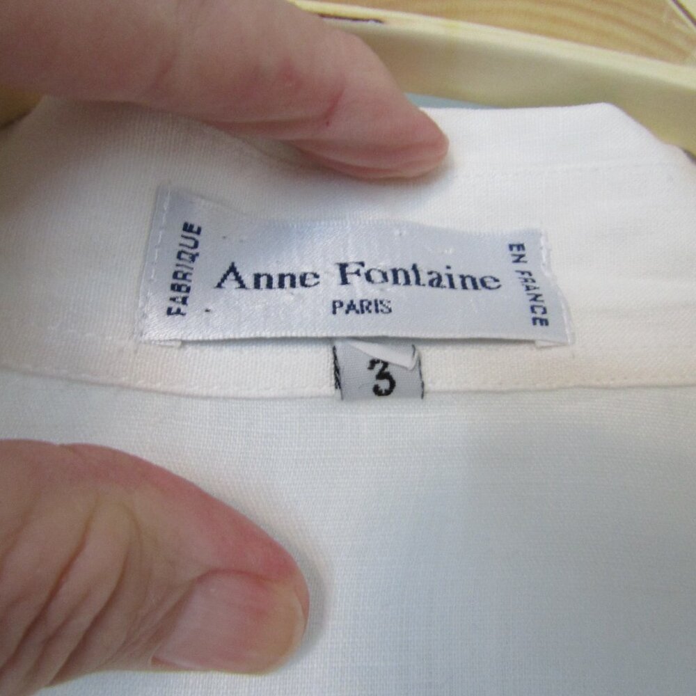 Anne Fontaine Paris White Linen Button Down Shirt Blouse--Size 3 - Picture 2 of 3